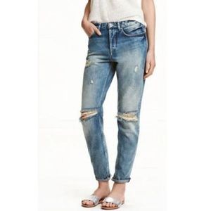 H&M Boyfriend Low Waist Ripped Ankle Jeans